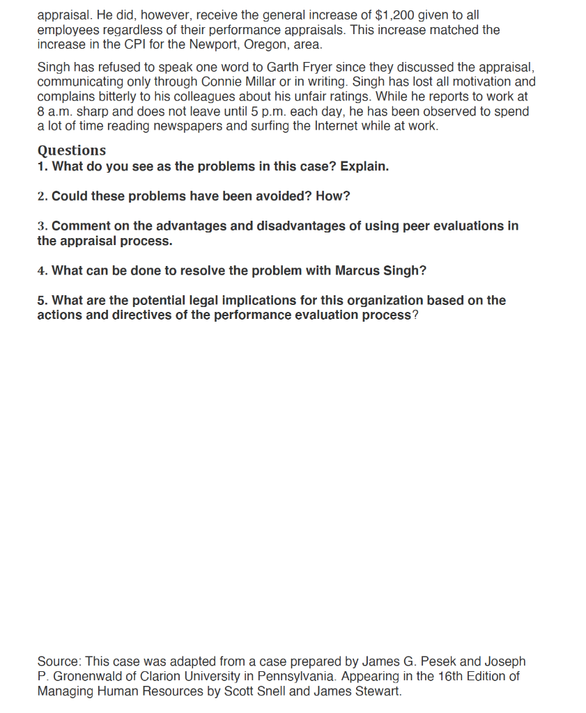 CASE 3 The Performance Appraisal Research has