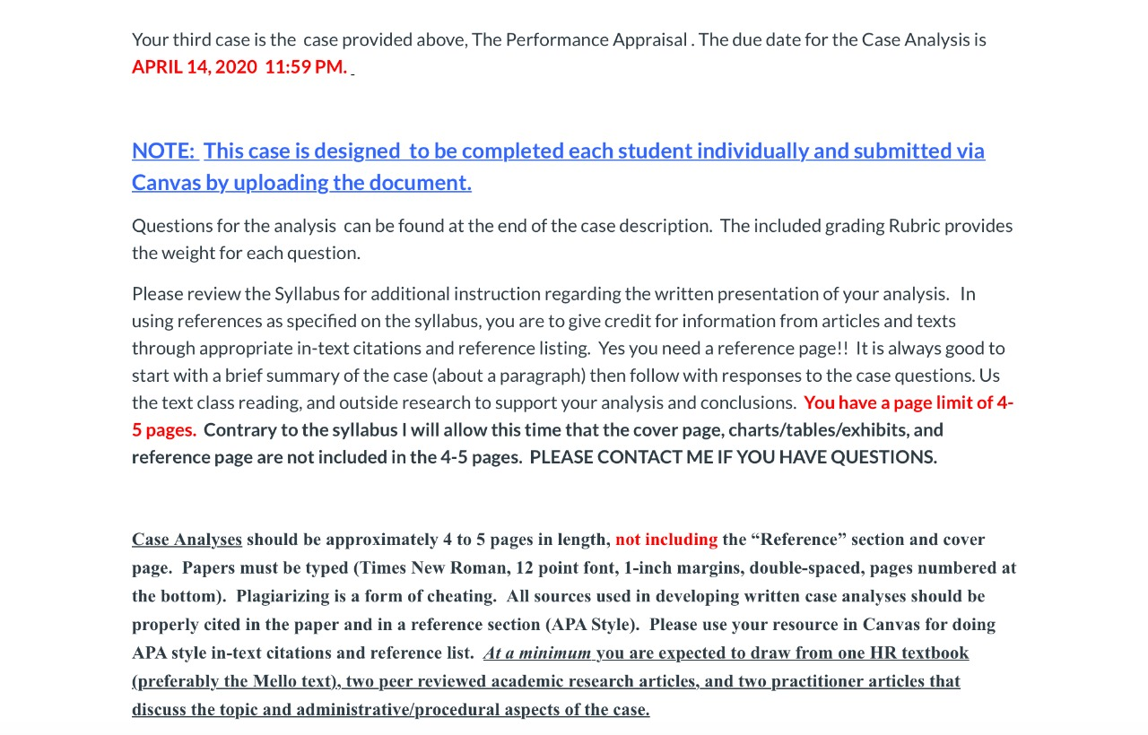 CASE 3 The Performance Appraisal Research has