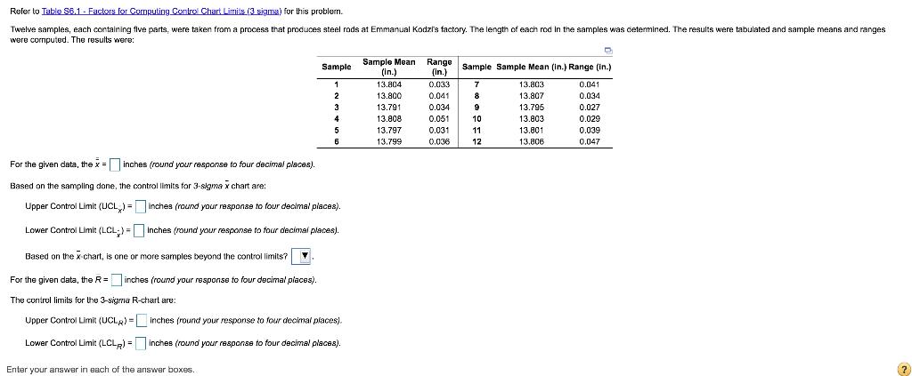 Refer to Table 56.1 - Factors for Computing