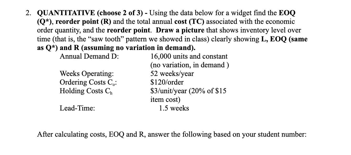 2. QUANTITATIVE (choose 2 of 3) - Using the data