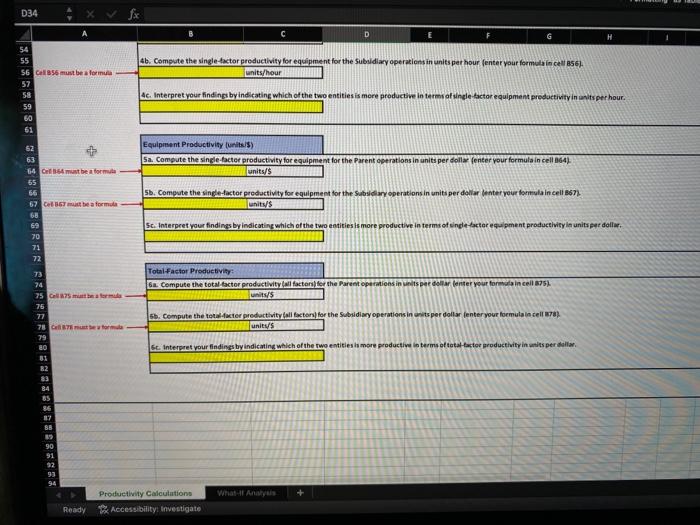 Total =55 points: Productivity Calculation Tab