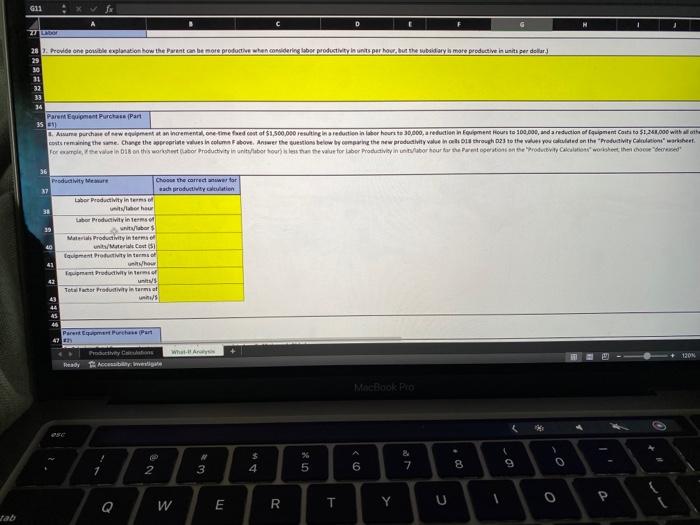 Total =55 points: Productivity Calculation Tab