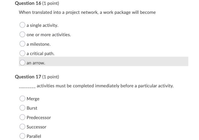 Question 14 (1 point) The lowest risk value that