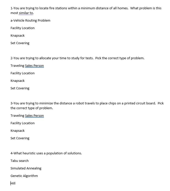 1-You are trying to locate fire stations within a