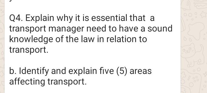 Q4. Explain why it is essential that a transport