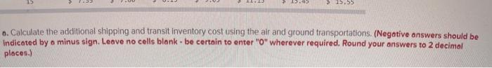 Problem 11-9 (Algo) The table below provides