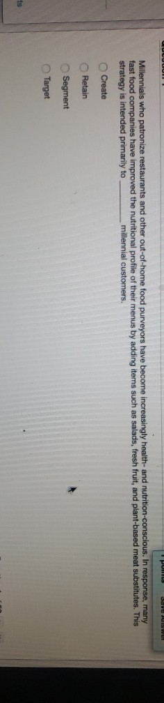 please answer Millennials who patronize