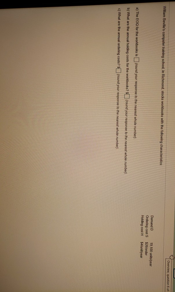 Overview question 6 of William Beville's computer