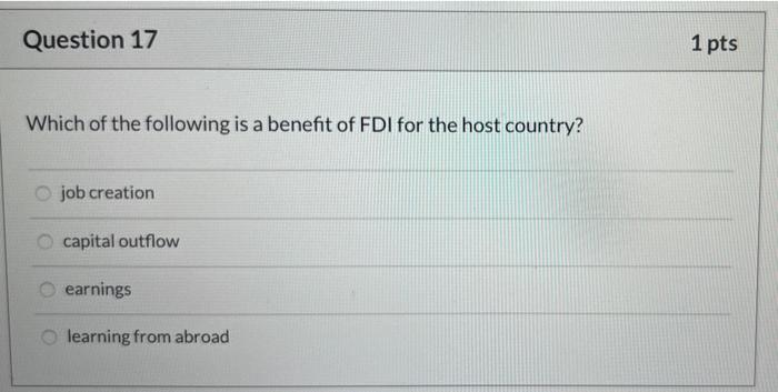 Question 16 1 pts In licensing, a firm that