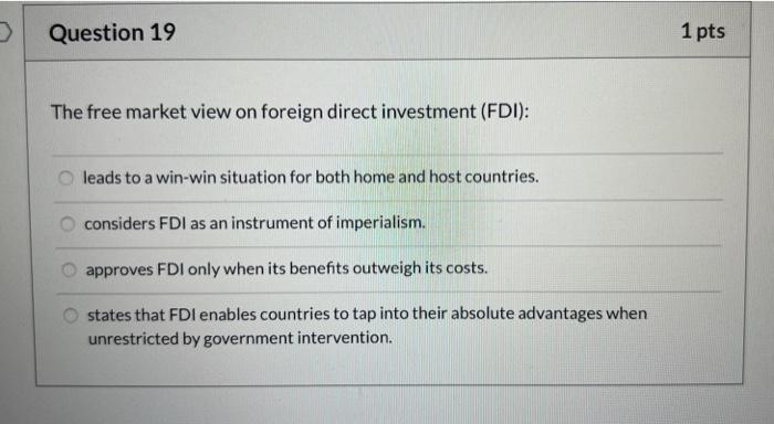 Question 16 1 pts In licensing, a firm that