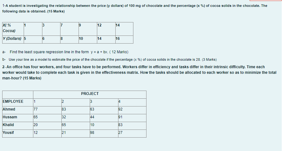 Subject: QUANTITATIVE METHODS Note: Please write