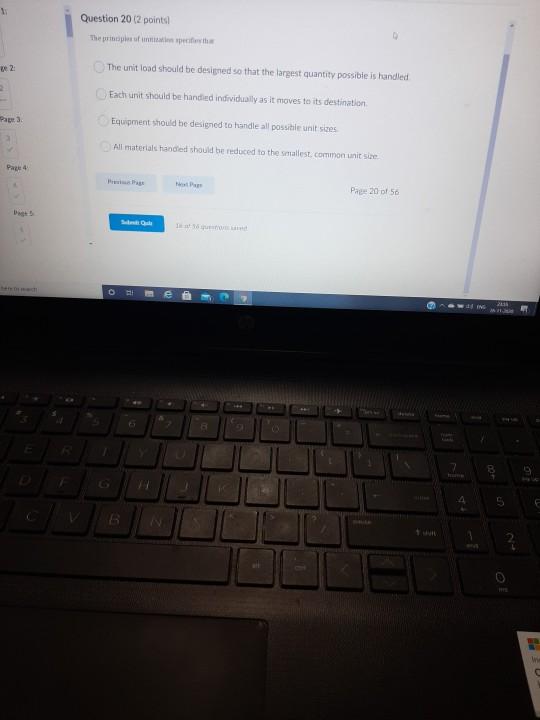 1 Question 20 (2 points The picture The unit load