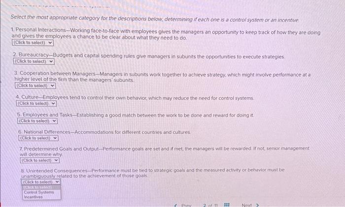 need help with 1-8, all of the drop down menus