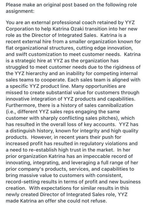 Please make an original post based on the