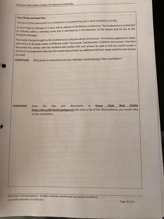 Assessor Instructions Cluster 3A Present at