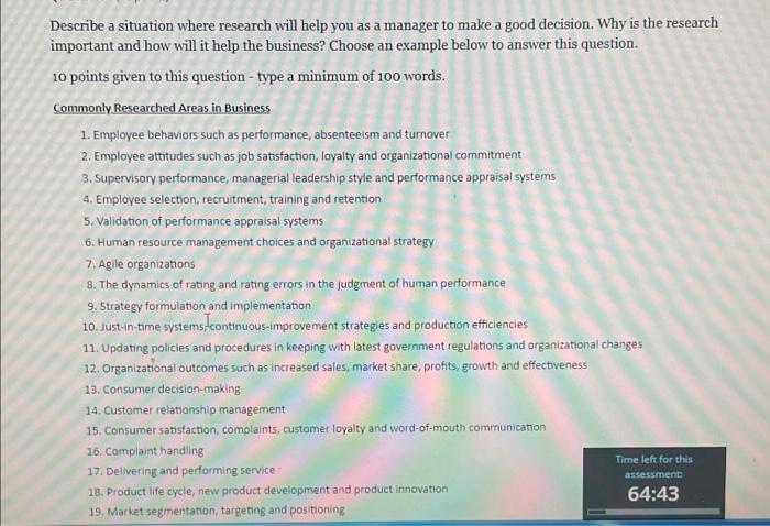 describe a situation where research will help you