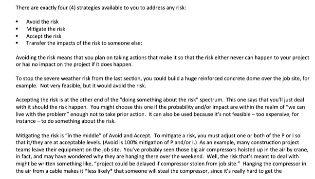 Project management In simple terms, a risk is the