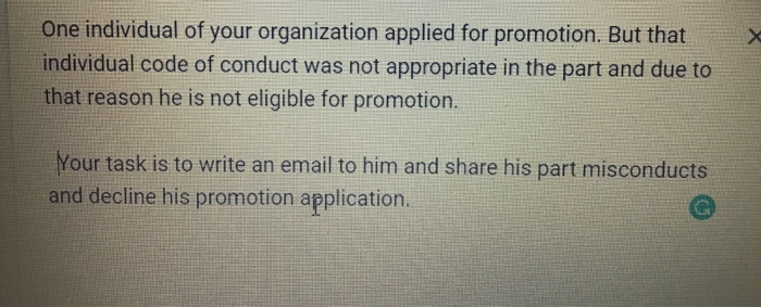 business communication question One individual of