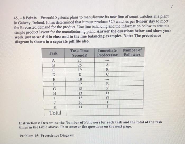 7 45. - 8 Points - Emerald Systems plans to