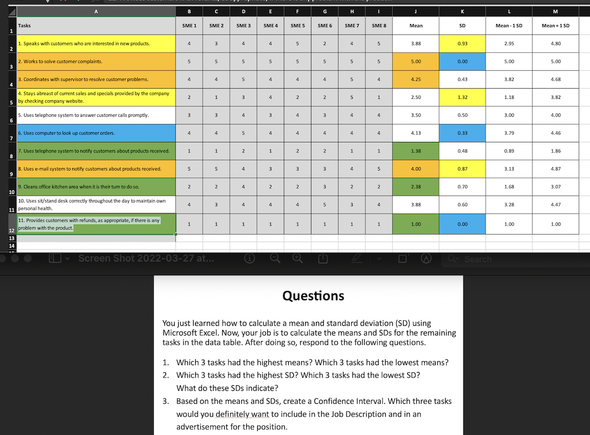 A D D G I J K L M Tasks SME 1 SME 2 SME 3 SME 4