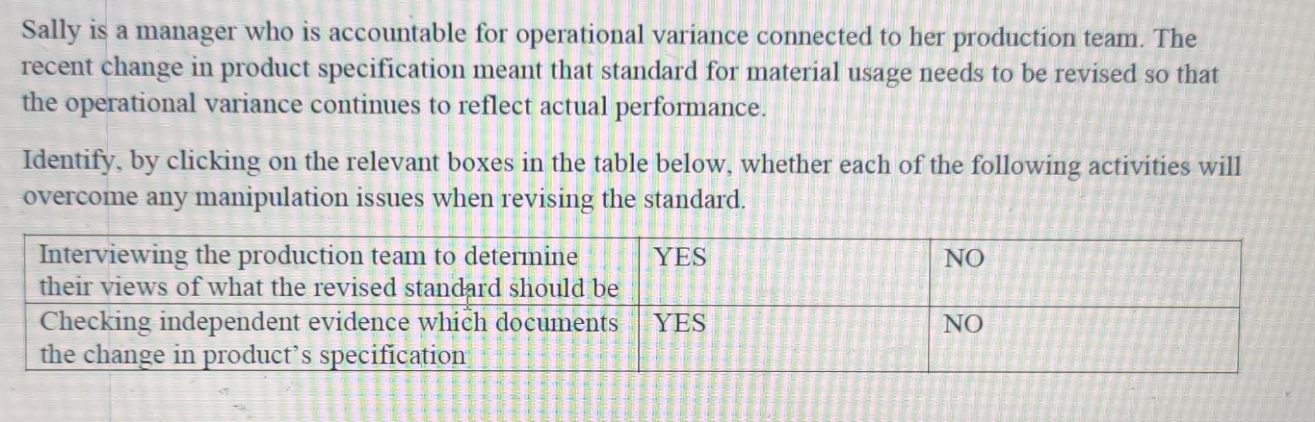 Sally is a manager who is accountable for