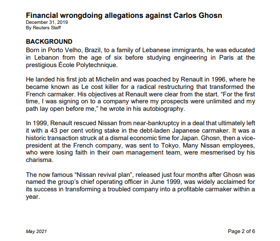 Question No 2 : Ghosan was the CEO of Michelin