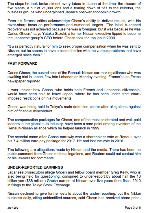 Question No 2 : Ghosan was the CEO of Michelin