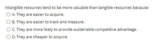Intangible resources tend to be more valuable