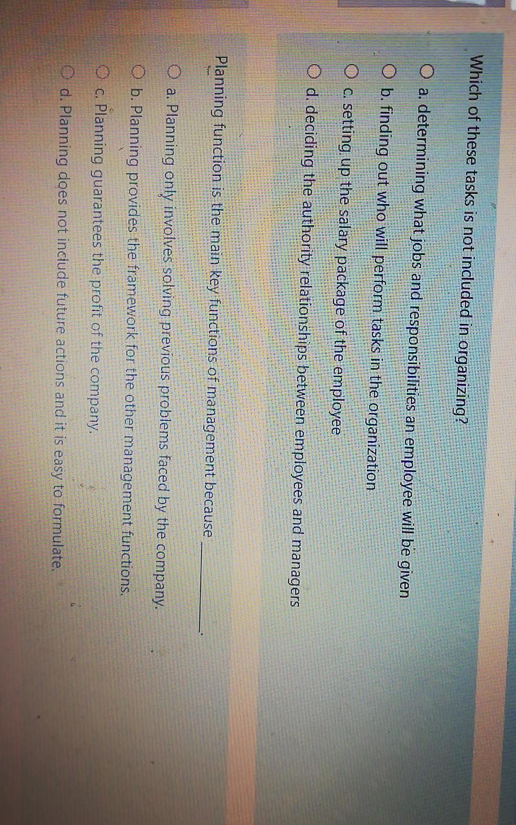 Which of these tasks is not included in