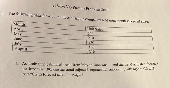ITSCM 306 Practice Problems Set-1 4. The