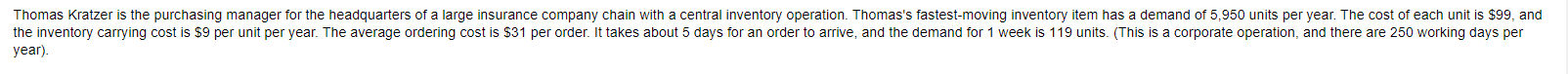A) What is the EOQ? B) What is the average