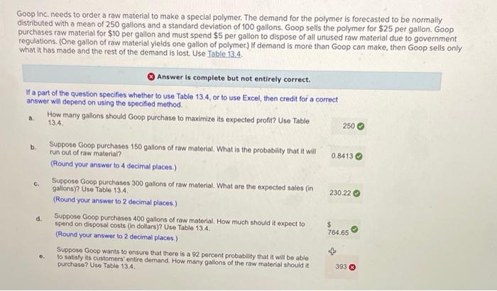 only part E needed Goop Inc needs to order a raw