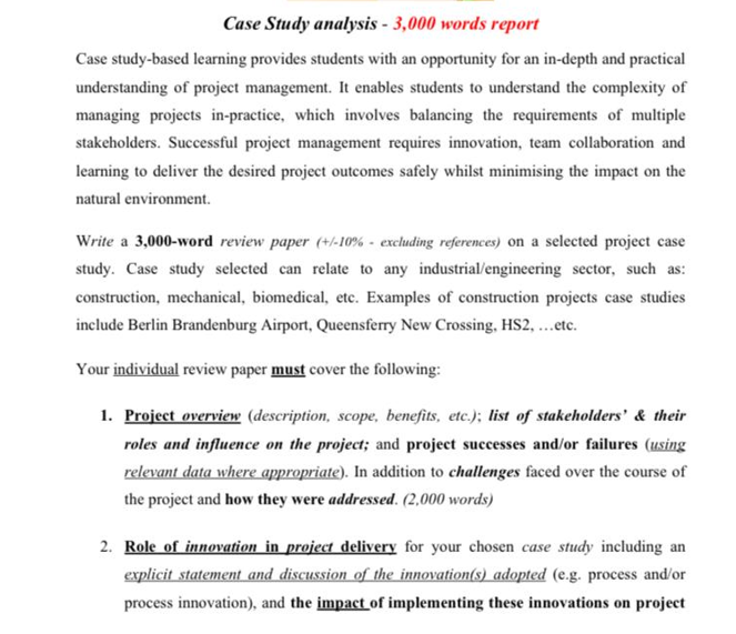 Case Study analysis - 3,000 words report Case