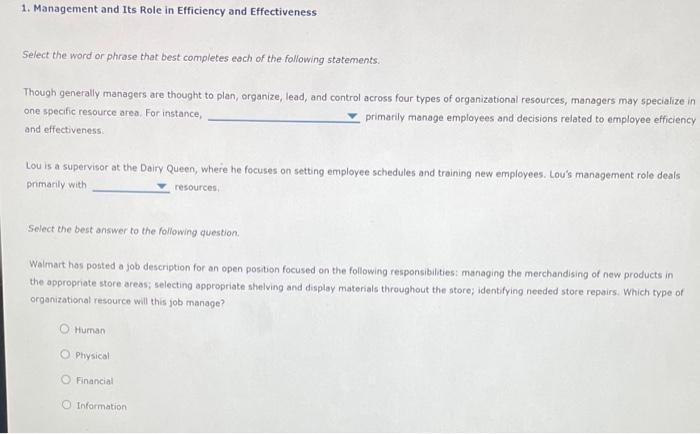 1. Management and Its Role in Efficiency and