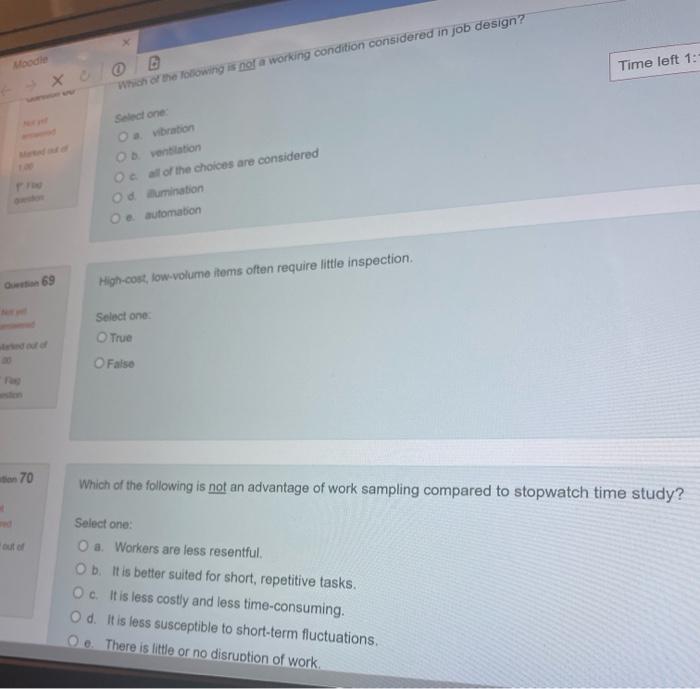 Time left 1: Moodle X 0 D When the tobowing is