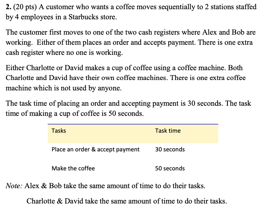 2. (20 pts) A customer who wants a coffee moves