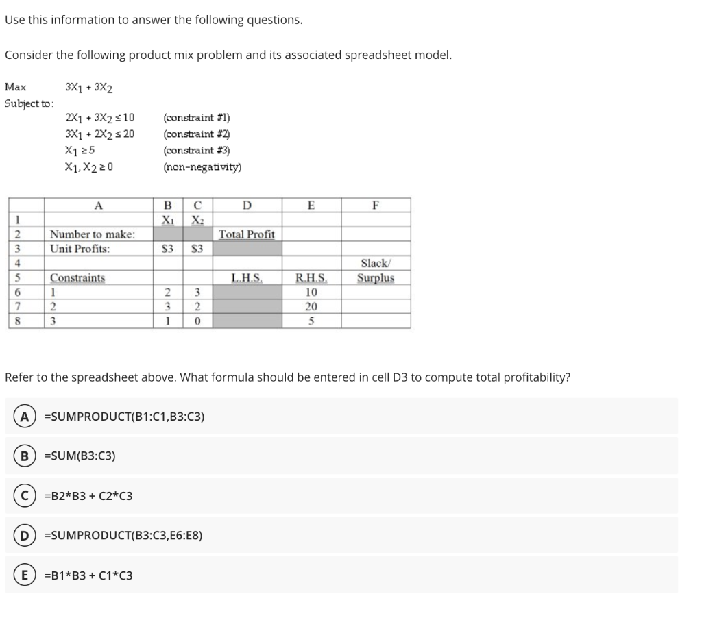 Use this information to answer the following