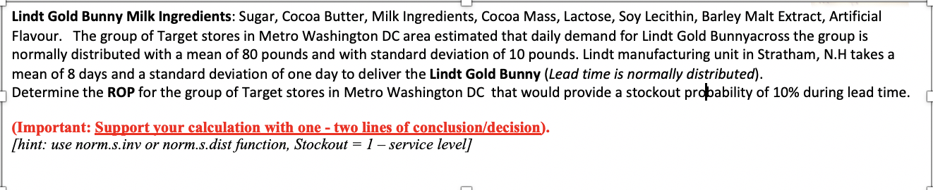 Lindt Gold Bunny Milk Ingredients: Sugar, Cocoa