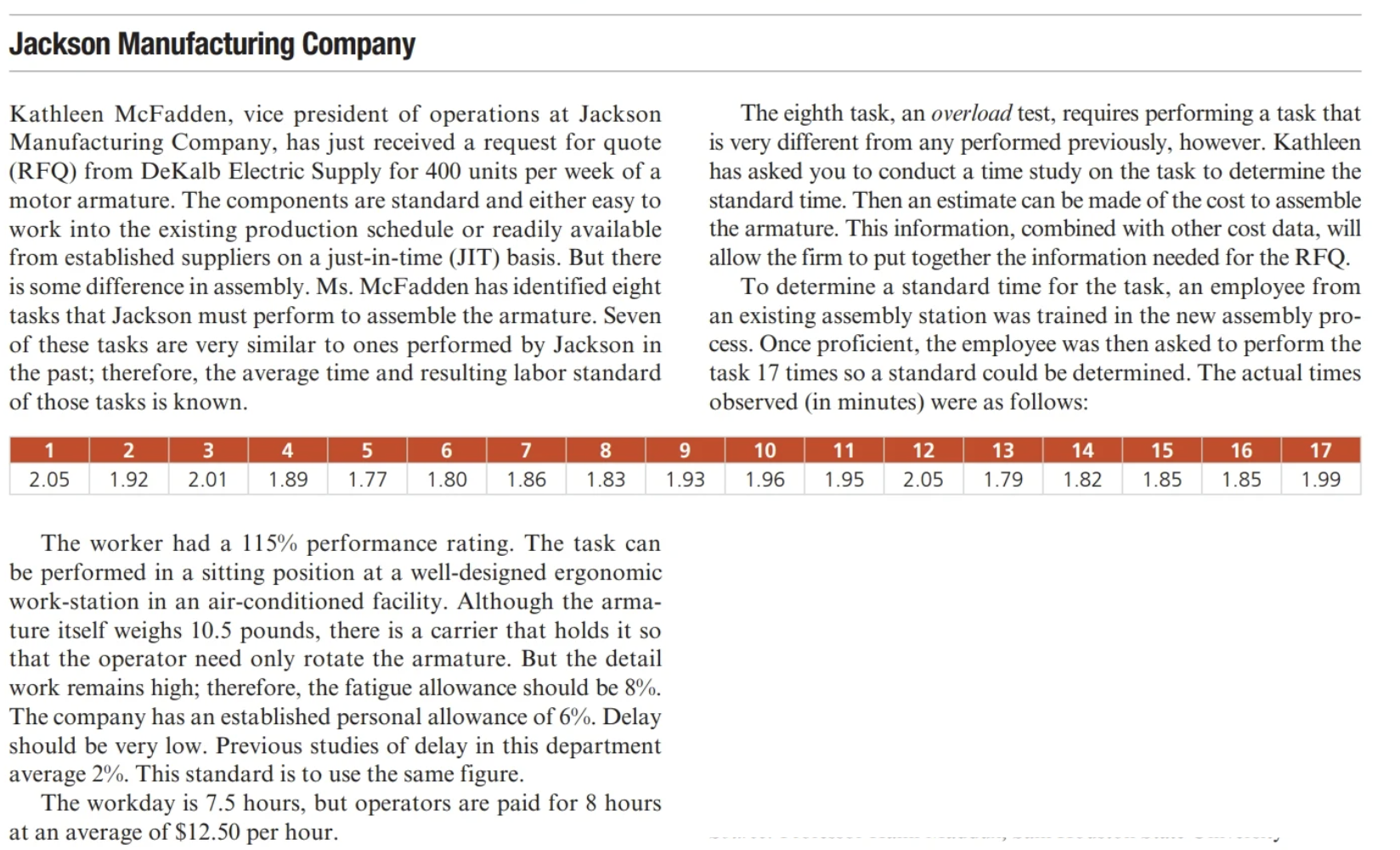 1. What is the average time, normal time, and