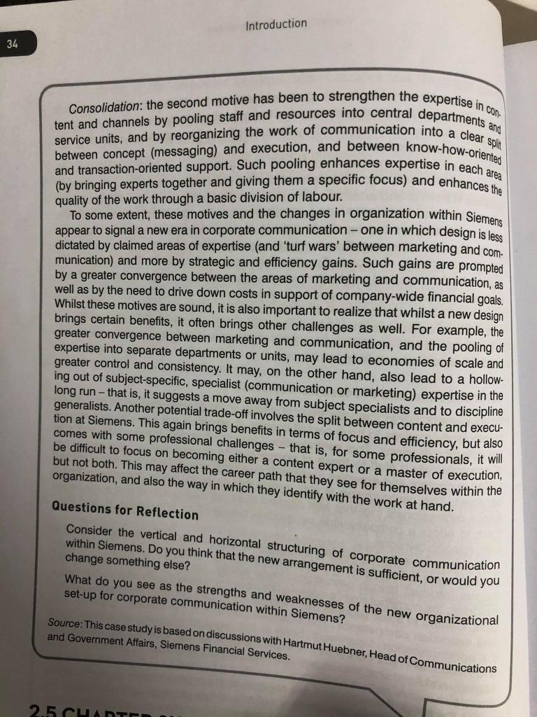 read the case study 2.1 and answer the reflect