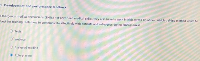 1. Development and performance feedback Emergency