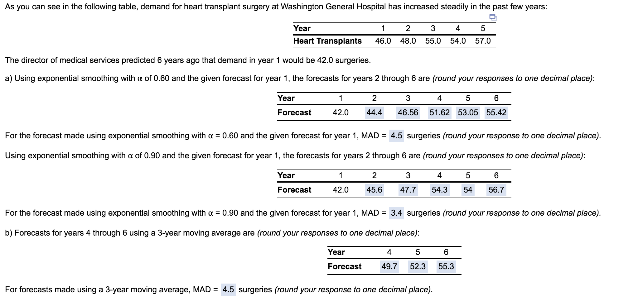 options for D are (trend prediction, exponential