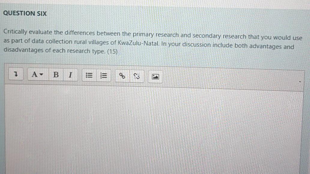 research methodology question QUESTION SIX