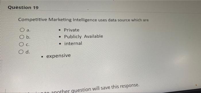 Question 19 Competitive Marketing Intelligence