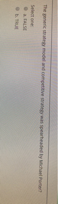 The generic strategy model and competitive