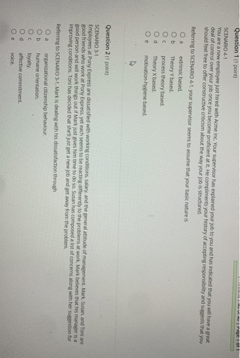 --- Page or Question 1 (1 point) SCENARIO 4-1 You