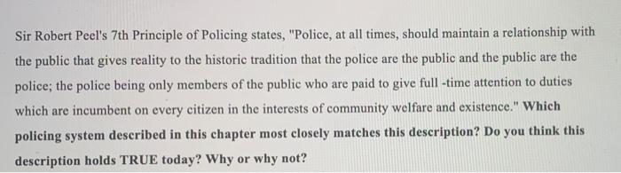 Sir Robert Peel's 7th Principle of Policing