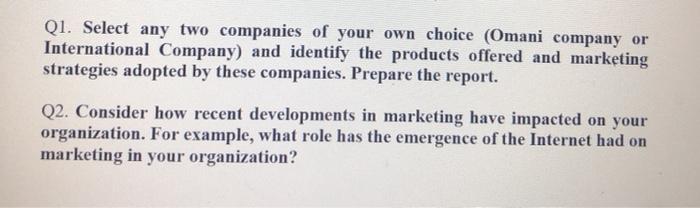 Q1. Select any two companies of your own choice