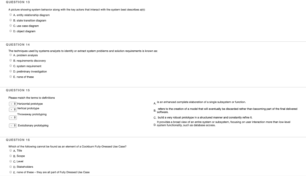 QUESTION 13 A picture showing system behavior