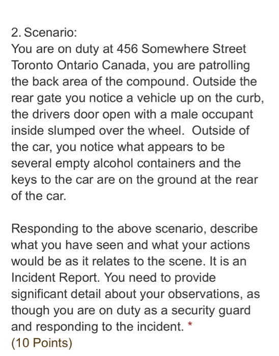 2. Scenario: You are on duty at 456 Somewhere
